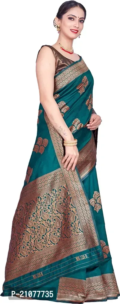 Elegant Dark Green Art Silk Saree with Blouse piece-thumb5
