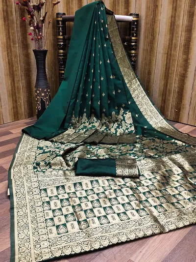 Trending Art Silk Saree with Blouse piece 