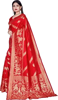 Elegant Red Art Silk Saree with Blouse piece-thumb3