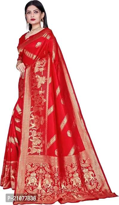 Elegant Red Art Silk Saree with Blouse piece-thumb4