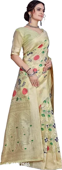 Elegant Beige Linen Saree with Blouse piece-thumb5