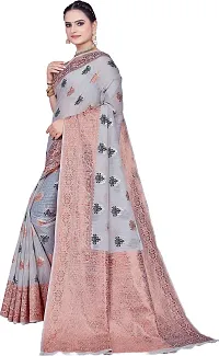 Elegant Grey Linen Saree with Blouse piece-thumb3