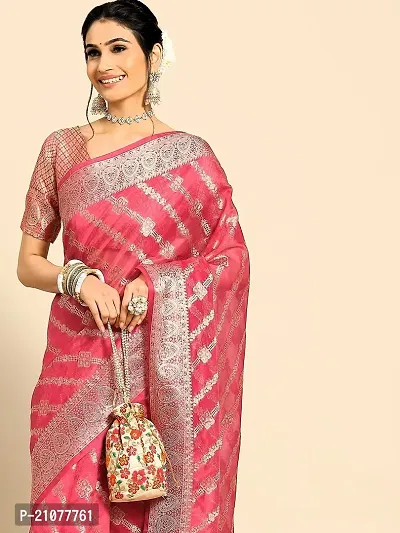 Elegant Pink Net Saree with Blouse piece-thumb0