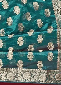 Elegant Light Green Organza Saree with Blouse piece-thumb4