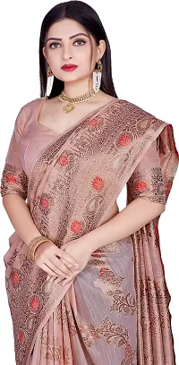 Elegant Orange Linen Saree with Blouse piece-thumb2