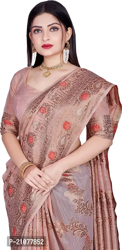 Elegant Orange Linen Saree with Blouse piece-thumb3