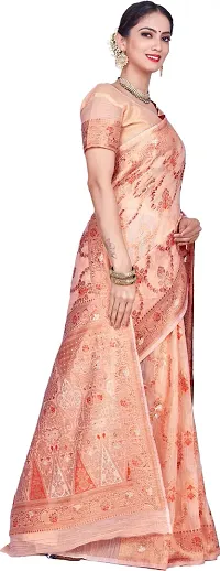 Elegant Orange Linen Saree with Blouse piece-thumb4