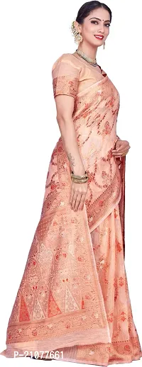 Elegant Orange Linen Saree with Blouse piece-thumb5