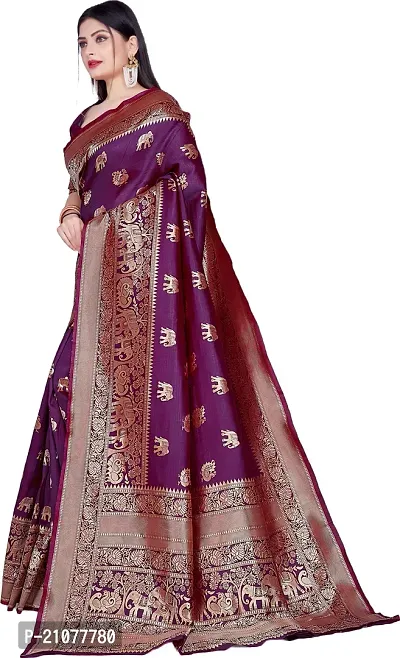 Elegant Purple Art Silk Saree with Blouse piece-thumb4