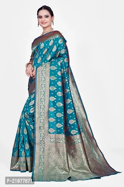 Elegant Blue Cotton Blend Saree with Blouse piece-thumb5