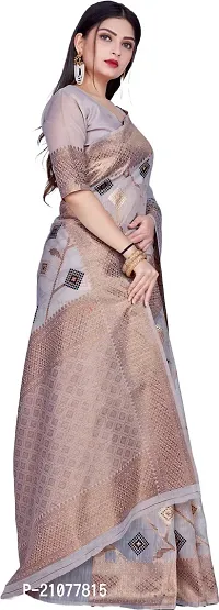 Elegant Grey Linen Saree with Blouse piece-thumb5