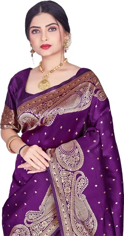 Glamorous Silk Blend Saree with Blouse piece 