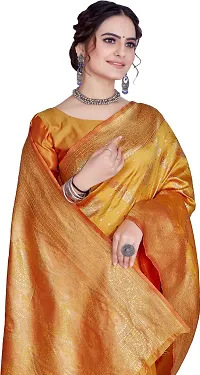 Elegant Golden Silk Blend Saree with Blouse piece-thumb2