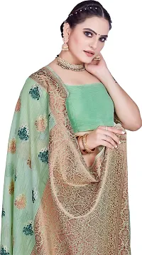 Elegant Light Green Linen Saree with Blouse piece-thumb2