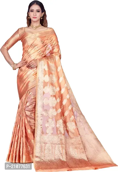 Elegant Orange Organza Saree with Blouse piece-thumb0