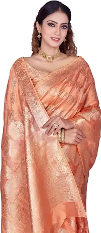 Elegant Orange Organza Saree with Blouse piece-thumb2