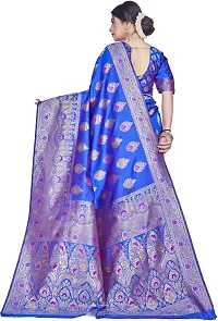 Elegant Blue Silk Blend Saree with Blouse piece-thumb1