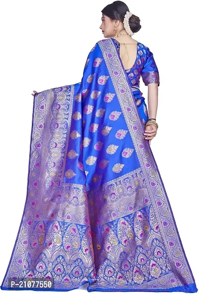 Elegant Blue Silk Blend Saree with Blouse piece-thumb2