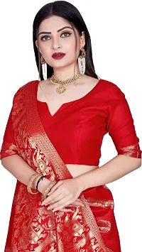 Elegant Red Art Silk Saree with Blouse piece-thumb2