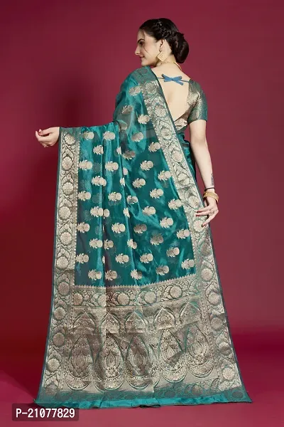 Elegant Light Green Organza Saree with Blouse piece-thumb2