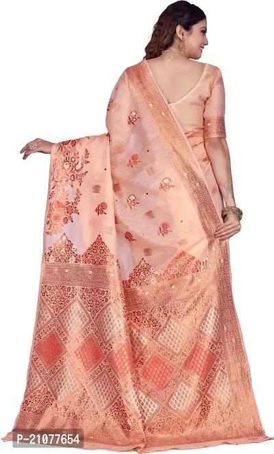 Elegant Orange Linen Saree with Blouse piece-thumb2