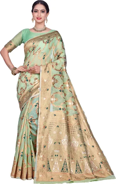 Must Have Linen Saree with Blouse piece 