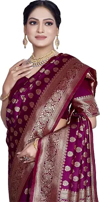 Elegant Purple Silk Blend Saree with Blouse piece-thumb2