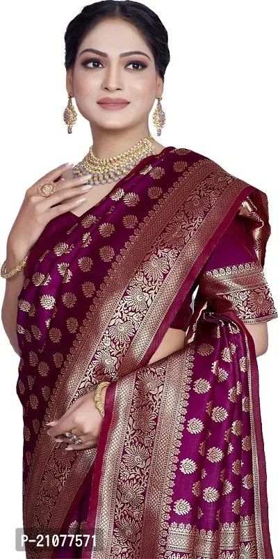 Elegant Purple Silk Blend Saree with Blouse piece-thumb3