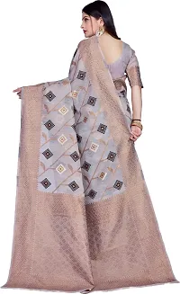 Elegant Grey Linen Saree with Blouse piece-thumb1