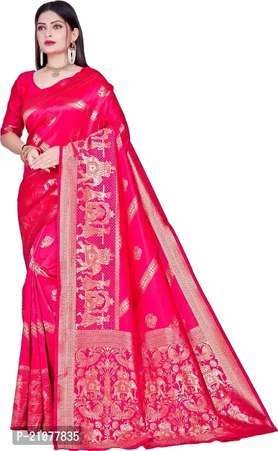 Elegant Pink Art Silk Saree with Blouse piece