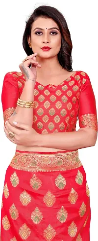 Elegant Red Silk Blend Saree with Blouse piece-thumb2