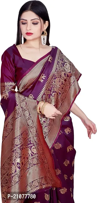 Elegant Purple Art Silk Saree with Blouse piece-thumb5