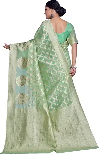 Elegant Light Green Linen Saree with Blouse piece-thumb1