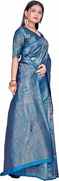 Elegant Blue Art Silk Saree with Blouse piece-thumb4