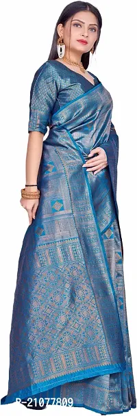 Elegant Blue Art Silk Saree with Blouse piece-thumb5