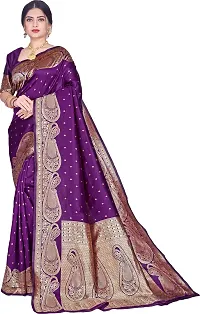 Elegant Purple Silk Blend Saree with Blouse piece-thumb2