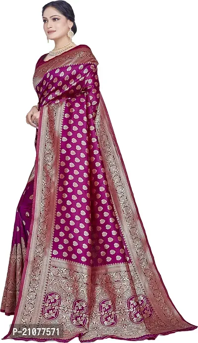 Elegant Purple Silk Blend Saree with Blouse piece-thumb4