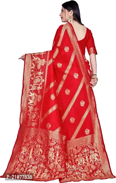 Elegant Red Art Silk Saree with Blouse piece-thumb2