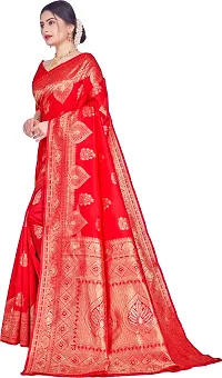 Elegant Red Silk Blend Saree with Blouse piece-thumb3