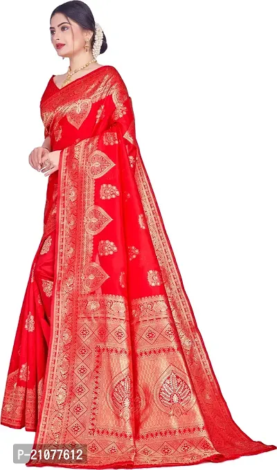 Elegant Red Silk Blend Saree with Blouse piece-thumb4