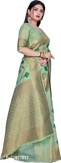 Elegant Light Green Linen Saree with Blouse piece-thumb5