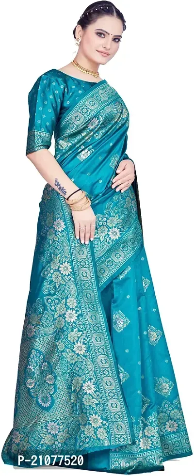 Elegant Light Green Art Silk Saree with Blouse piece-thumb5