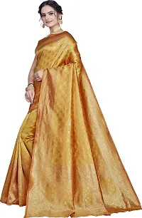 Elegant Golden Silk Blend Saree with Blouse piece-thumb3