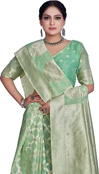 Elegant Light Green Linen Saree with Blouse piece-thumb2