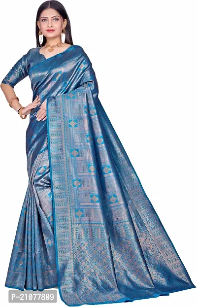 Elegant Blue Art Silk Saree with Blouse piece