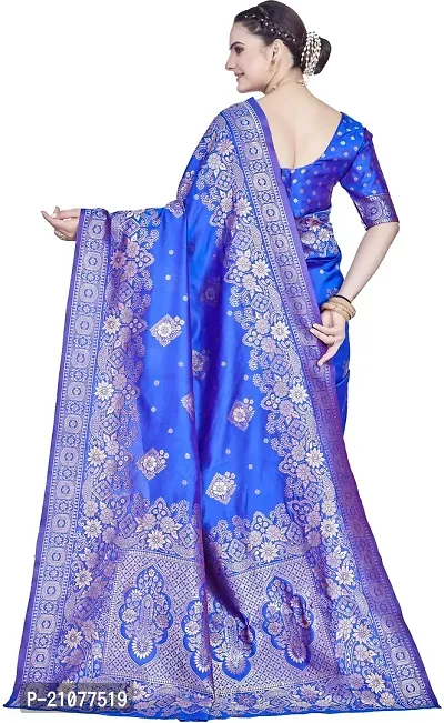 Elegant Blue Art Silk Saree with Blouse piece-thumb2