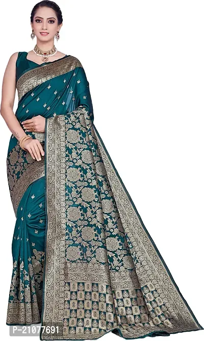 Elegant Dark Green Art Silk Saree with Blouse piece-thumb2