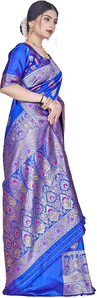 Elegant Blue Silk Blend Saree with Blouse piece-thumb4