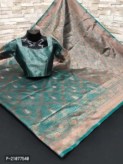 Elegant Dark Green Art Silk Saree with Blouse piece