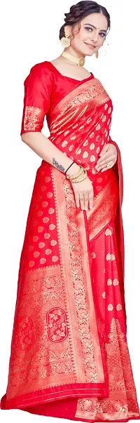 Elegant Red Silk Blend Saree with Blouse piece-thumb4